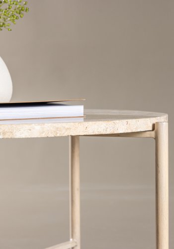 VIND COLLECTION Sandhamn sofabord, rund - beige mactan sten og jern (70)