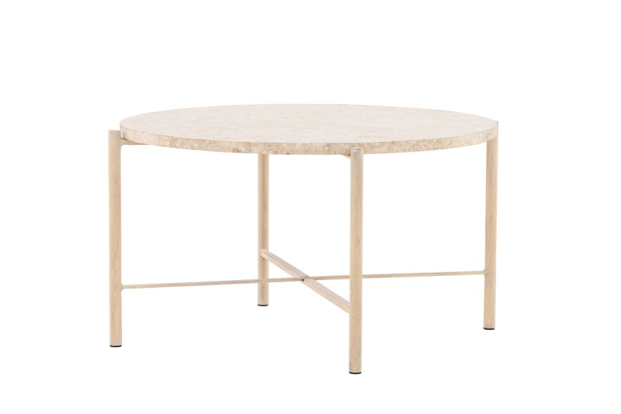 VIND COLLECTION Sandhamn sofabord, rund - beige mactan sten og jern (70)