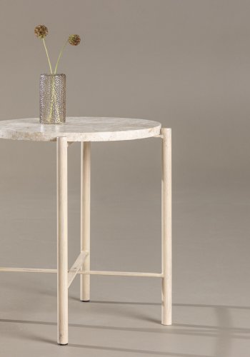 VIND COLLECTION Sandhamn sofabord, rund - beige mactan sten og jern (40)