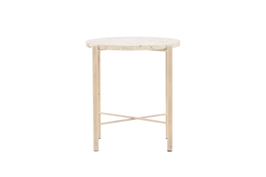 VIND COLLECTION Sandhamn sofabord, rund - beige mactan sten og jern (40)