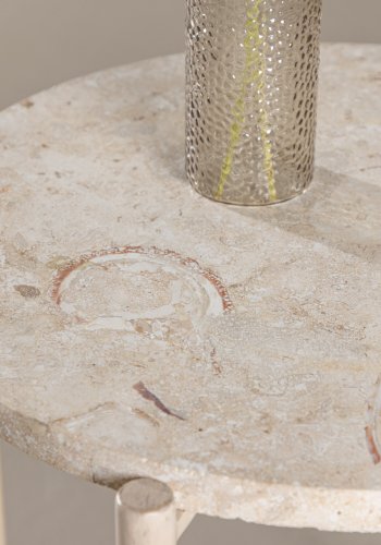 VIND COLLECTION Sandhamn sofabord, rund - beige mactan sten og jern (40)