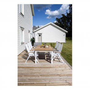 VENTURE DESIGN rektangulr Mexico havebord m. udtrk - natur teaktr og hvid aluminium