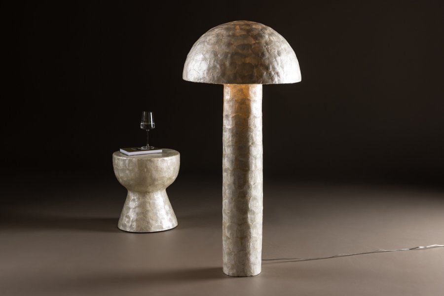 VIND COLLECTION Lindön gulvlampe - lysegr capiz