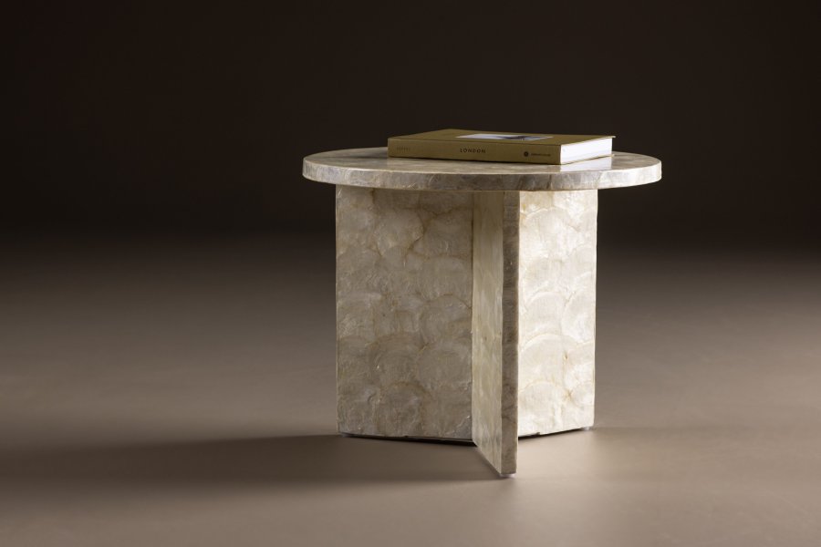 VIND COLLECTION Smögen sofabord, rund - beige capiz (40)