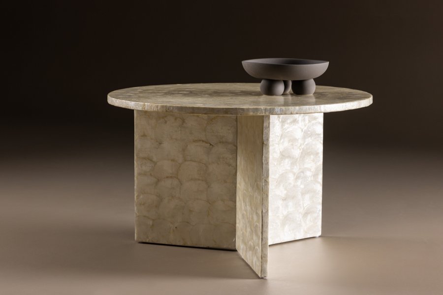 VIND COLLECTION Smögen  sofabord, rund - beige capiz (70)