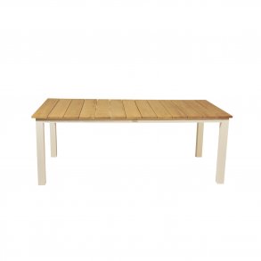 VENTURE DESIGN rektangulr Mexico Havebord - natur teaktr og hvid aluminium (210x100)