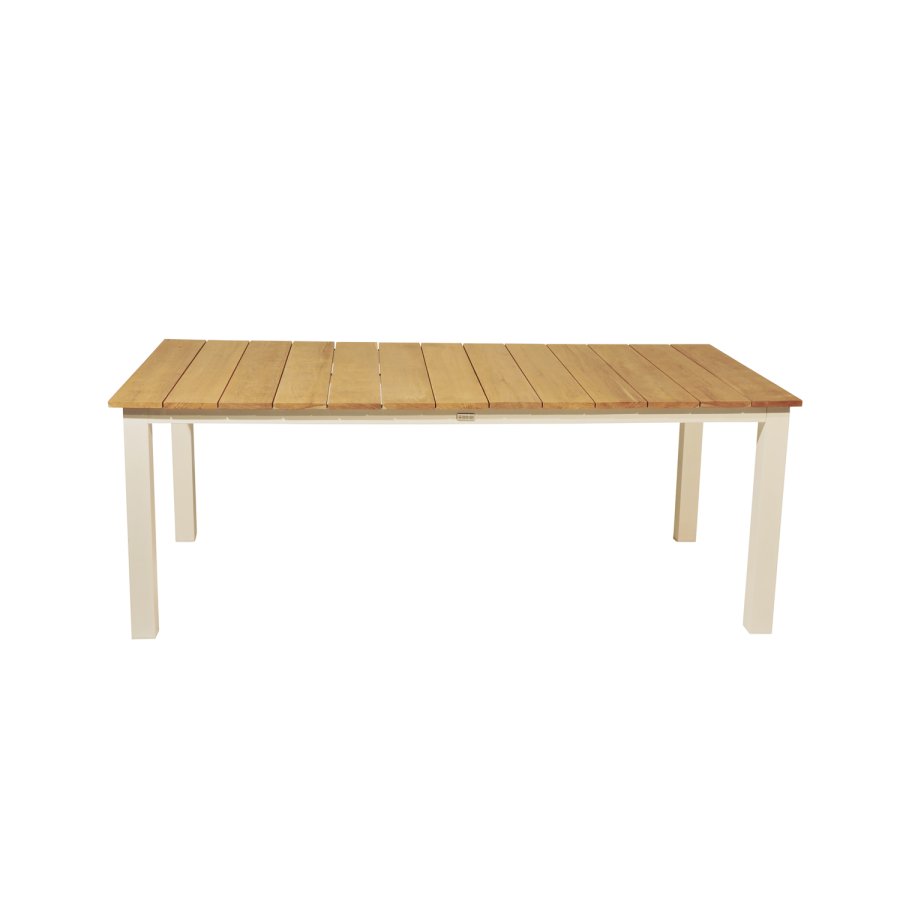 VENTURE DESIGN rektangulr Mexico Havebord - natur teaktr og hvid aluminium (210x100)