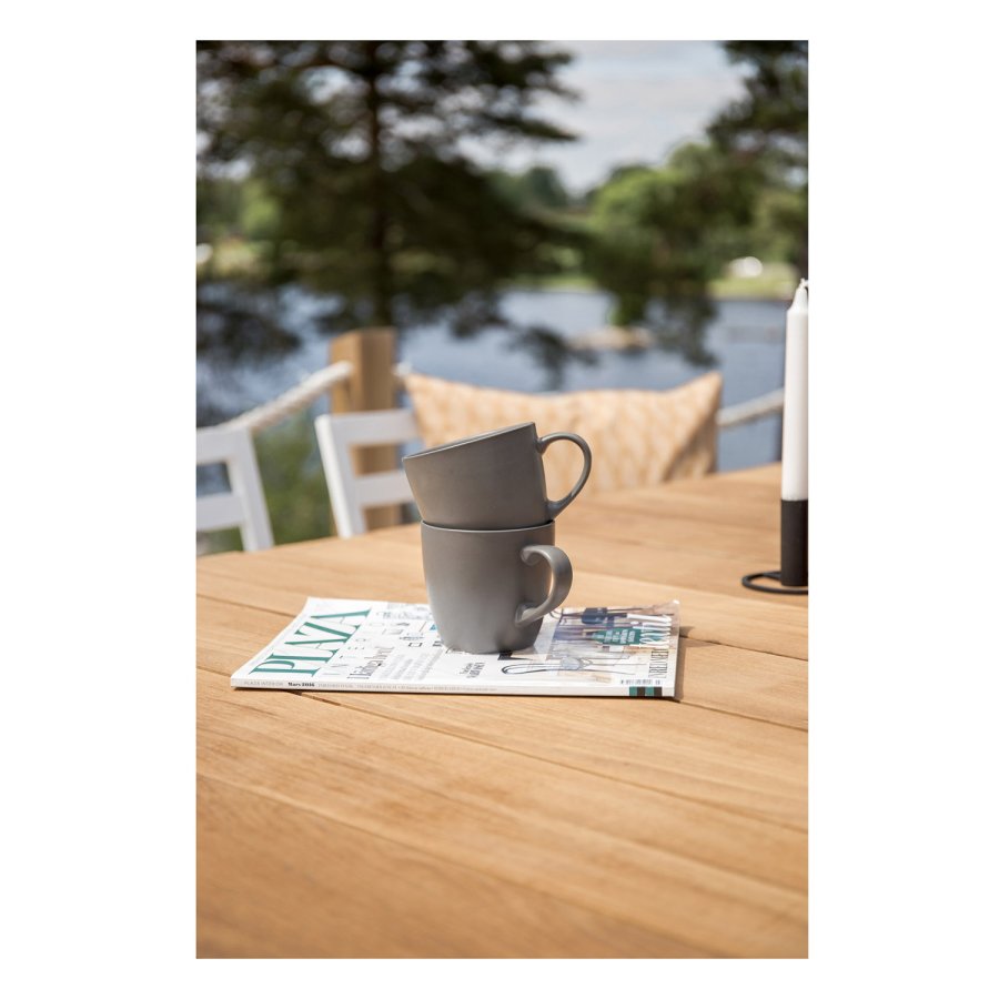 VENTURE DESIGN rektangulr Mexico Havebord - natur teaktr og hvid aluminium (210x100)