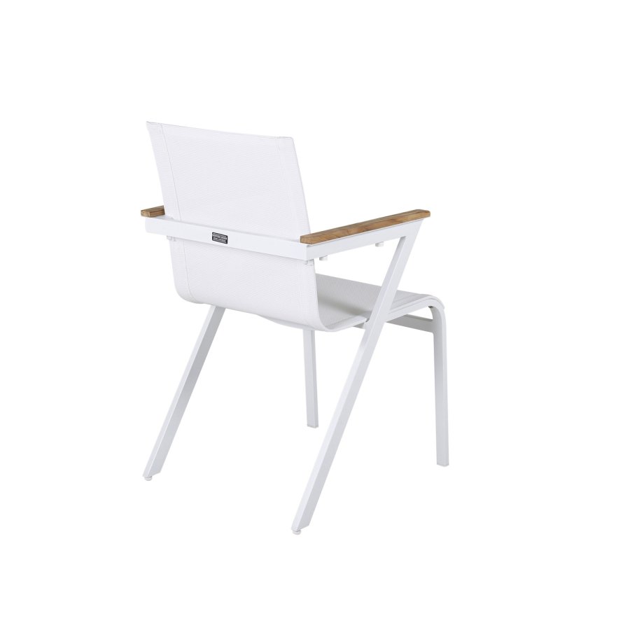 VENTURE DESIGN Mexico havestol, m. armln - natur teak, hvid textilene og aluminium