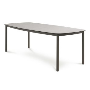 Kreta havebord, rektangulr - sand frosted glas og sand aluminium (220x100)