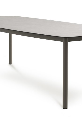 Kreta havebord, rektangulr - sand frosted glas og sand aluminium (220x100)