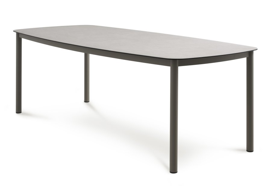 Kreta havebord, rektangulr - sand frosted glas og sand aluminium (220x100)