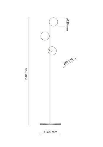 TK Estera gulvlampe, m. 3 skrme - bronze glas og brun metal