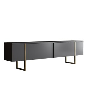 NORDVÄRK Luxe TV-bord, m. lger - antracitgr melamin og guld metal (180x30)