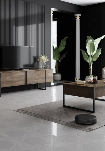 NORDVÄRK Luxe TV-bord, m. lger - valnd melamin og sort metal (180x30)