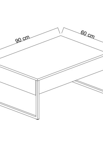 NORDVÄRK Luxe sofabord, rektangulr - valnd melamin og sort metal (90x60)