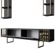 NORDVÄRK Gold Line TV-bord og 2 vghylder - antracitgr melamin og sort metal (st med 3)