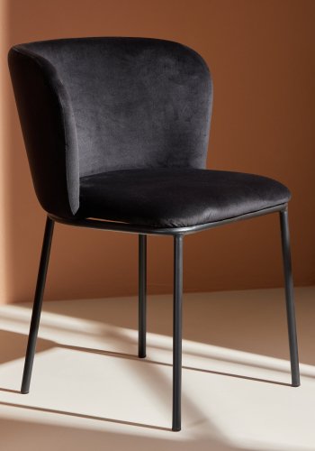 VENTURE DESIGN Edina spisebordsstol - sort polyester fljl og sort stl