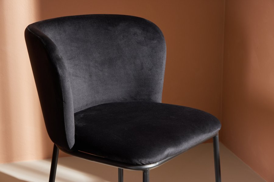 VENTURE DESIGN Edina spisebordsstol - sort polyester fljl og sort stl