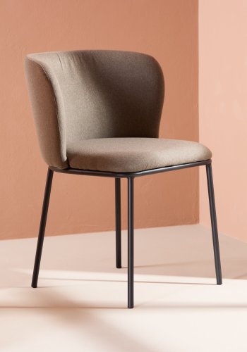 VENTURE DESIGN Edina spisebordsstol - brun stof og sort stl