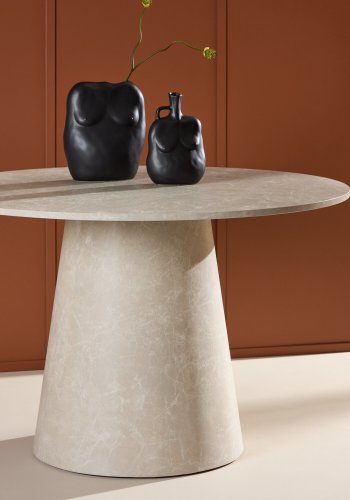 VENTURE DESIGN Lanzo spisebord, rund - beige MDF med marmor look (120)