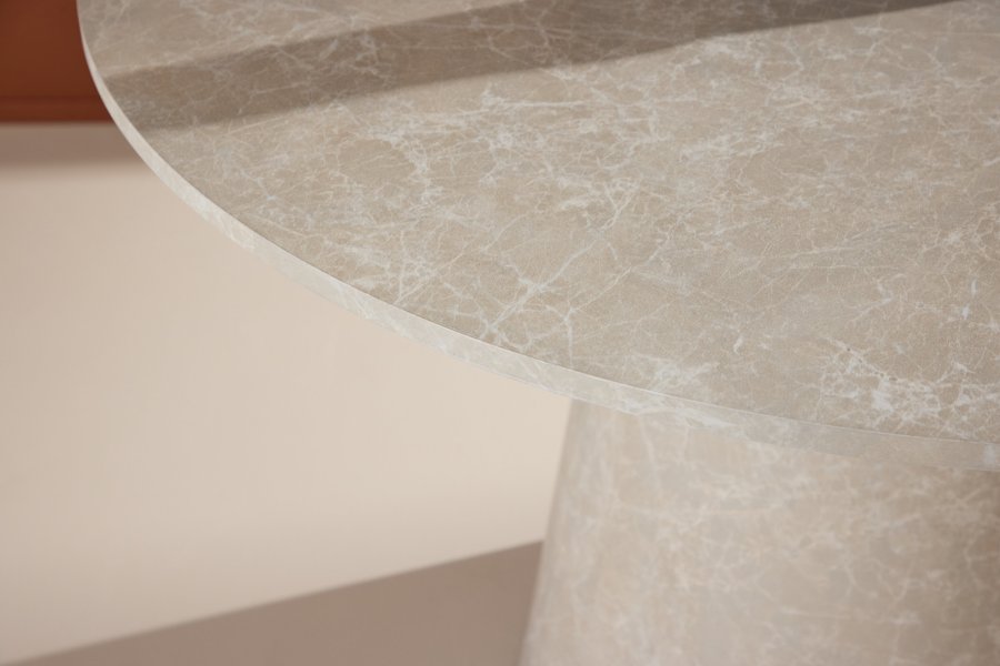 VENTURE DESIGN Lanzo spisebord, rund - beige MDF med marmor look (120)