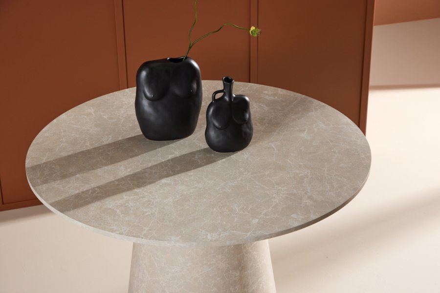 VENTURE DESIGN Lanzo spisebord, rund - beige MDF med marmor look (120)