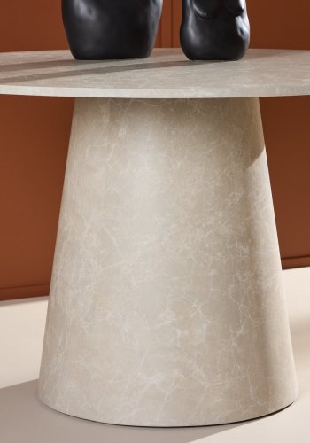 VENTURE DESIGN Lanzo spisebord, rund - beige MDF med marmor look (120)