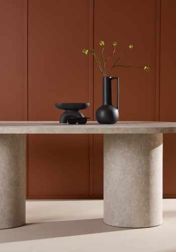 VENTURE DESIGN Narvik spisebord, oval - beige MDF med marmor look (100x200)