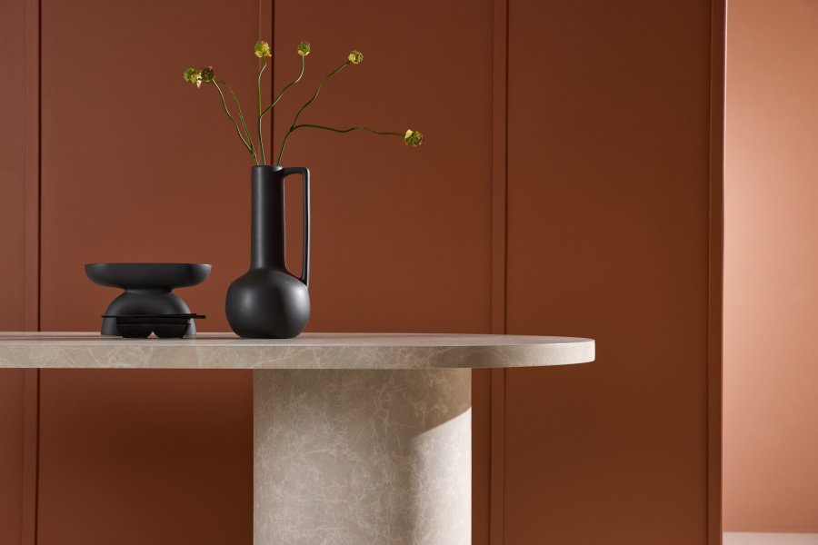 VENTURE DESIGN Narvik spisebord, oval - beige MDF med marmor look (100x200)