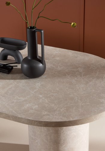 VENTURE DESIGN Narvik spisebord, oval - beige MDF med marmor look (100x200)