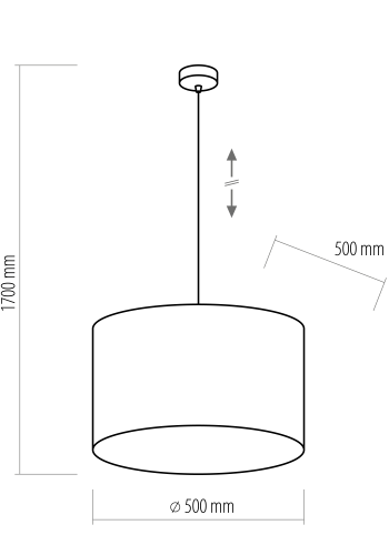 TK Tercino loftlampe 500 - guld og sort stof