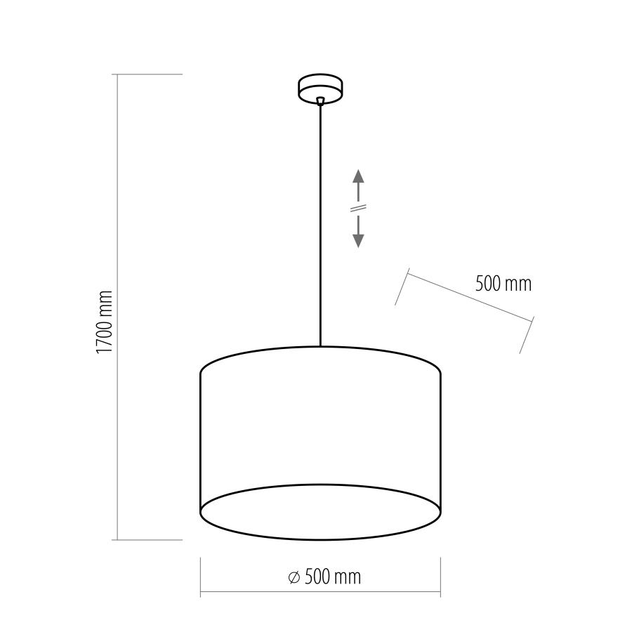 TK Tercino loftlampe 500 - guld og sort stof