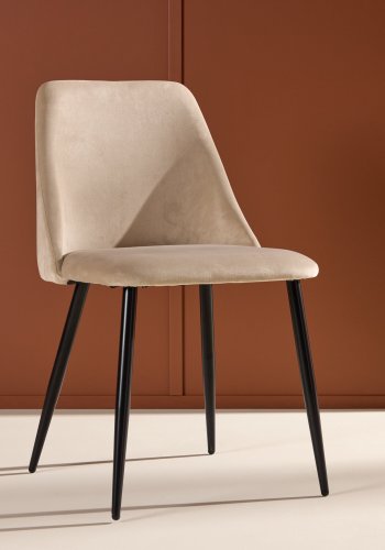 VENTURE DESIGN Night spisebordsstol - beige polyester fljl og sort stl