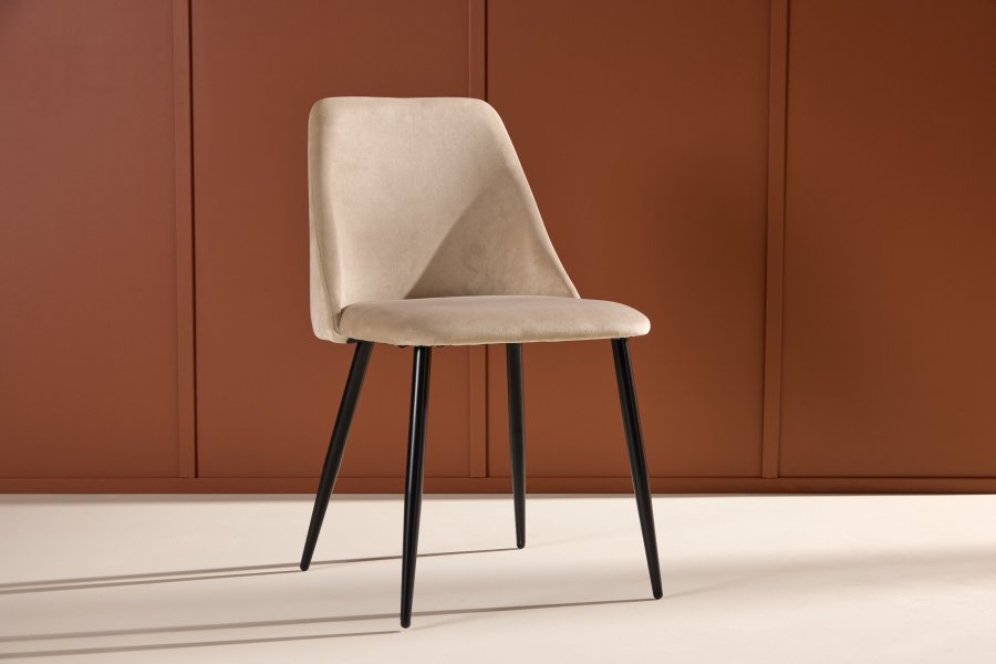 VENTURE DESIGN Night spisebordsstol - beige polyester fljl og sort stl