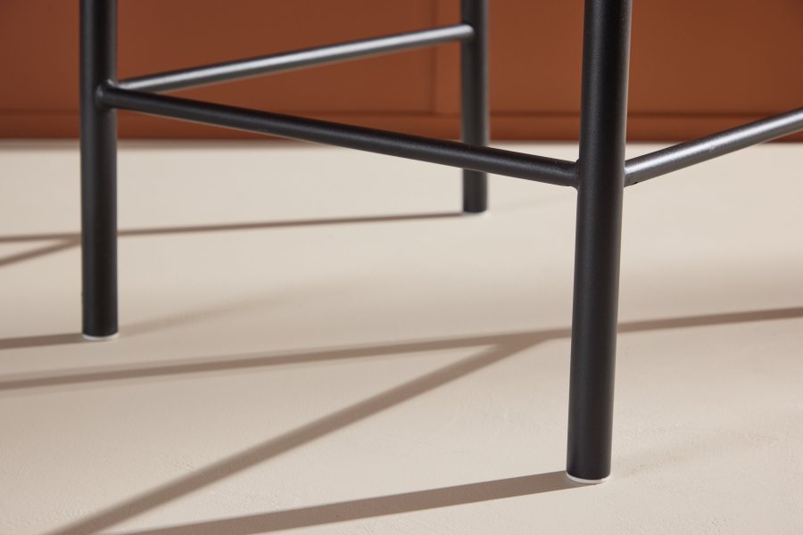 VENTURE DESIGN Polly barstol, m. rygln og fodsttte - natur reb og sort stl med treffekt