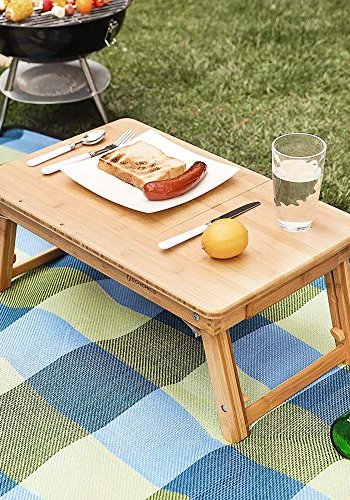 SONGMICS Laptop skrivebord, hjdejusterbar, m. 5 justerbare vippevinkler, 1 skuffe - natur bambus