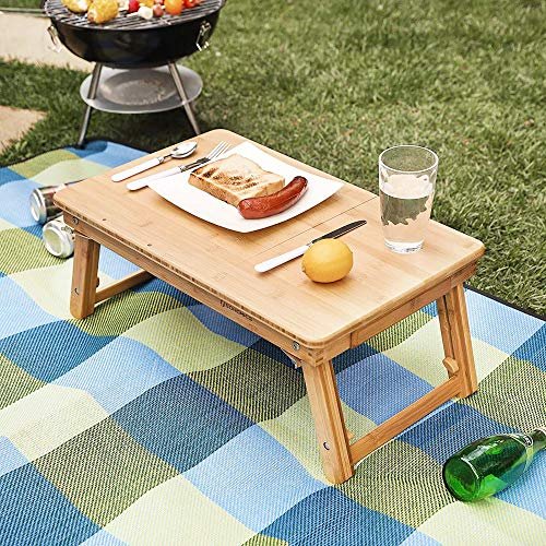 SONGMICS Laptop skrivebord, hjdejusterbar, m. 5 justerbare vippevinkler, 1 skuffe - natur bambus