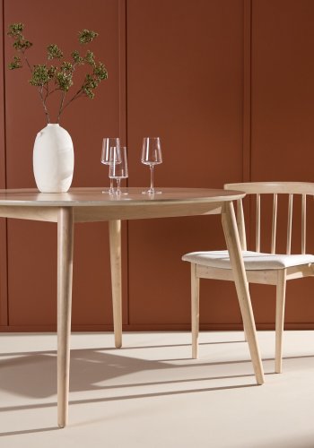 VENTURE DESIGN Flora spisebord, rund - hvidvasket finér og gummitr (120)