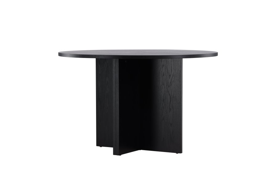 VENTURE DESIGN Strada spisebord, m. 1 tillgsplade - sort egefinér (120/170x120x74)