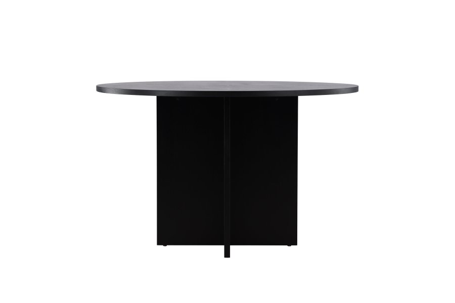 VENTURE DESIGN Strada spisebord, m. 1 tillgsplade - sort egefinér (120/170x120x74)