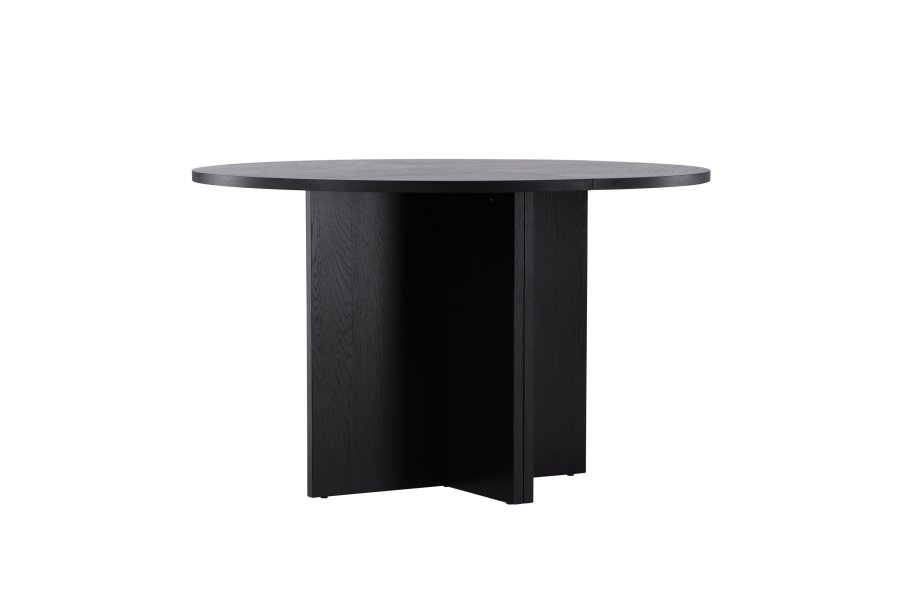 VENTURE DESIGN Strada spisebord, m. 1 tillgsplade - sort egefinér (120/170x120x74)