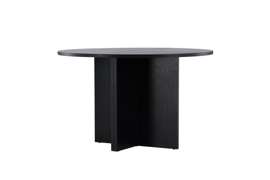 VENTURE DESIGN Strada spisebord, m. 1 tillgsplade - sort egefinér (120/170x120x74)