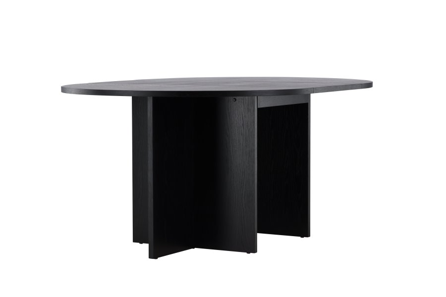 VENTURE DESIGN Strada spisebord, m. 1 tillgsplade - sort egefinér (120/170x120x74)