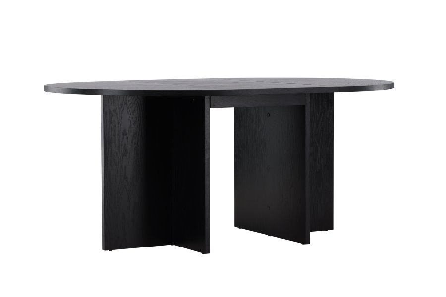 VENTURE DESIGN Strada spisebord, m. 1 tillgsplade - sort egefinér (120/170x120x74)