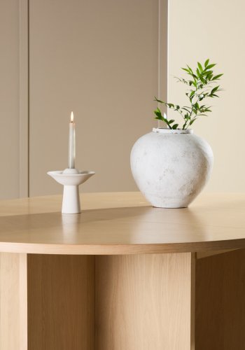 VENTURE DESIGN Strada spisebord, m. 1 tillgsplade - hvidvasket egefinér (120/170x120x74)