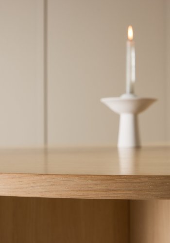 VENTURE DESIGN Strada spisebord, m. 1 tillgsplade - hvidvasket egefinér (120/170x120x74)