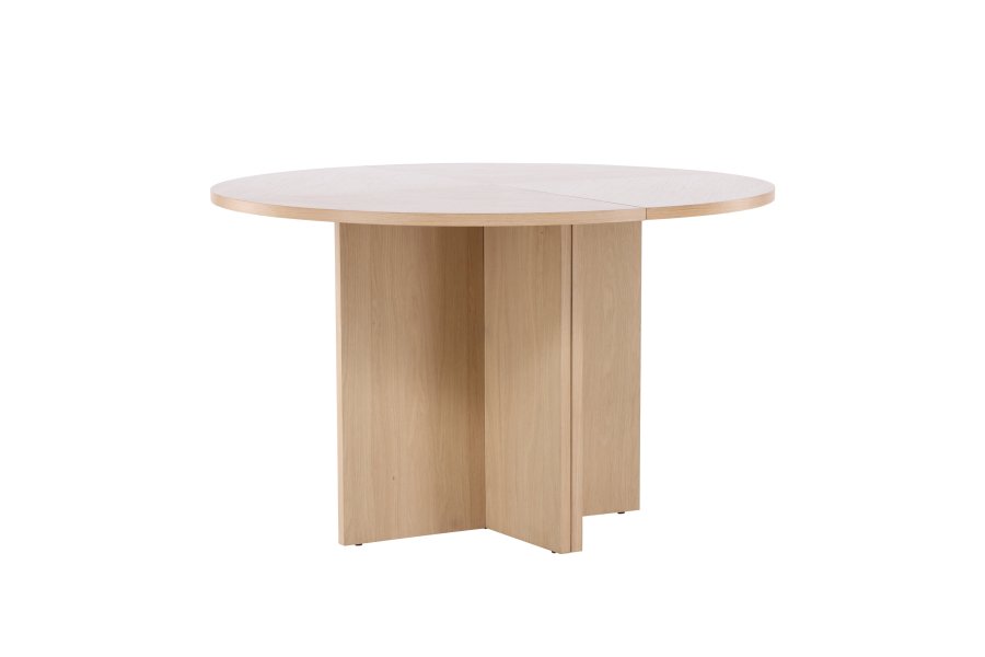 VENTURE DESIGN Strada spisebord, m. 1 tillgsplade - hvidvasket egefinér (120/170x120x74)