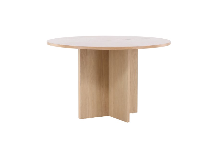 VENTURE DESIGN Strada spisebord, m. 1 tillgsplade - hvidvasket egefinér (120/170x120x74)