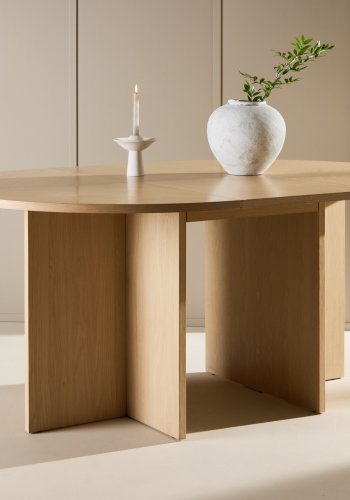 VENTURE DESIGN Strada spisebord, m. 1 tillgsplade - hvidvasket egefinér (120/170x120x74)